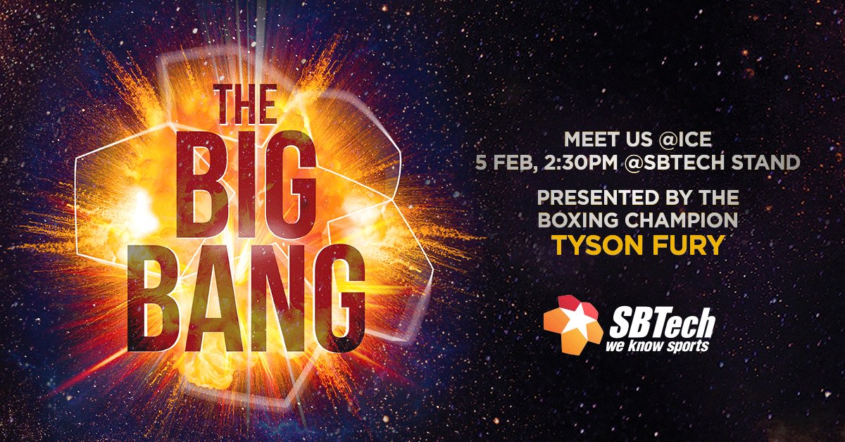 The BIG BANG will be presented by the BIG CHAMP – Tyson Fury! Join us at #ICE on Tuesday, 2:30pm to witness the official launch of <a href="/SBTech_/">SBTech</a> ’s latest innovation.