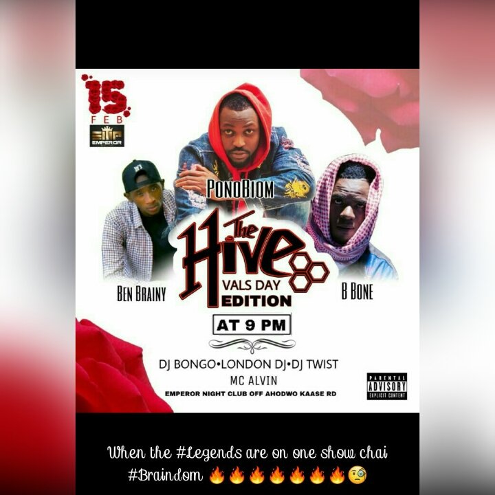 DatSyphilyn's tweet photo. When superstars are on the same show chai fogerrit...#BenBrainy #YaaPono #BBone...#Braindom music to the world.... #SyphilynBraindom https://t.co/DcfMxQn1YX