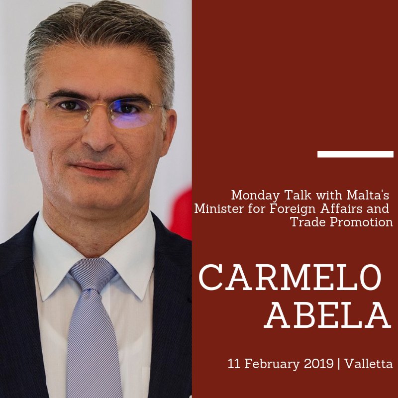 thevocaleurope's tweet photo. 🔴 STAY TUNED for our Monday Talk with Malta's Minister for Foreign Affairs and Trade Promotion @AbelaCarmelo on the challenges facing Malta and the European Union.

📆 11 February 2019, Valletta, Malta
🌐 https://t.co/vICdmOFQzT https://t.co/3D2zDAXoeU