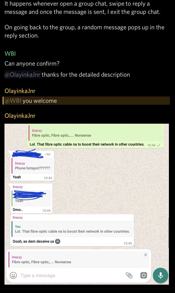 New bug in WhatsApp beta for Android 2.19.27:
- Reply a message in a chat.
- Exit from the chat and open it again.

The reply context still has the last message you wanted to reply to.
Do you confirm? Reported in my Discord.