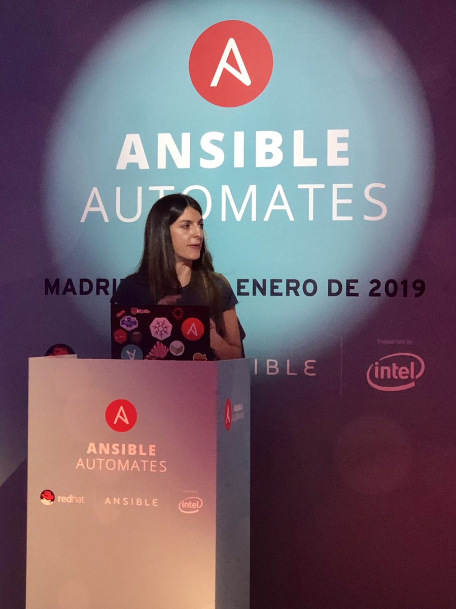 RedHatIberia's tweet photo. Muy interesante la demo que nos está haciendo Beatriz Martínez, Solution Architect - #Cloud &amp; #Infrastructure de #RedHat en el #AnsibleAutomates #madrid https://t.co/oKeaNdohms
