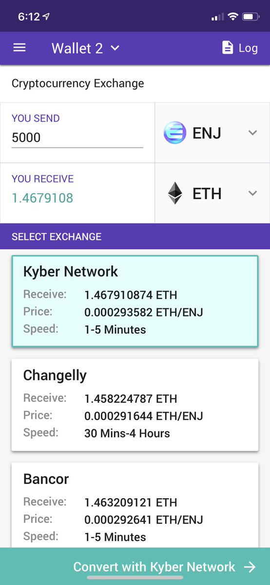 boxmining's tweet photo. Exchange feature finally up on Enjin Wallet. Get to choose between DEX and compare rates @Bancor @KyberNetwork @Changelly_team. For reference Binance rate is 1.475. @enjin @maxenjin Download at https://t.co/UL26FcvZ5N https://t.co/SAlw21Finr