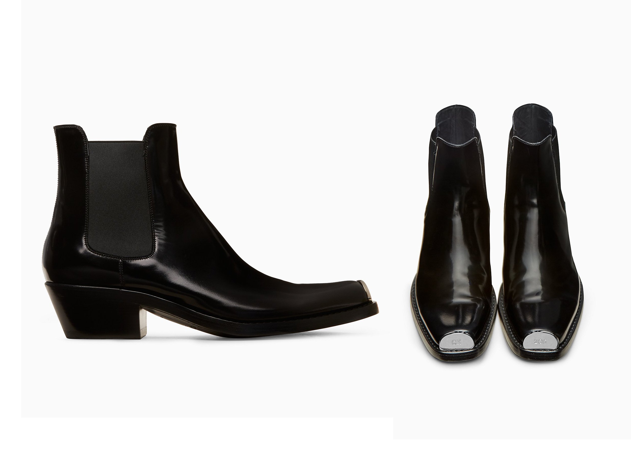 Calvin Klein Leather Chelsea Boots With 205 Silver Toe Plate in