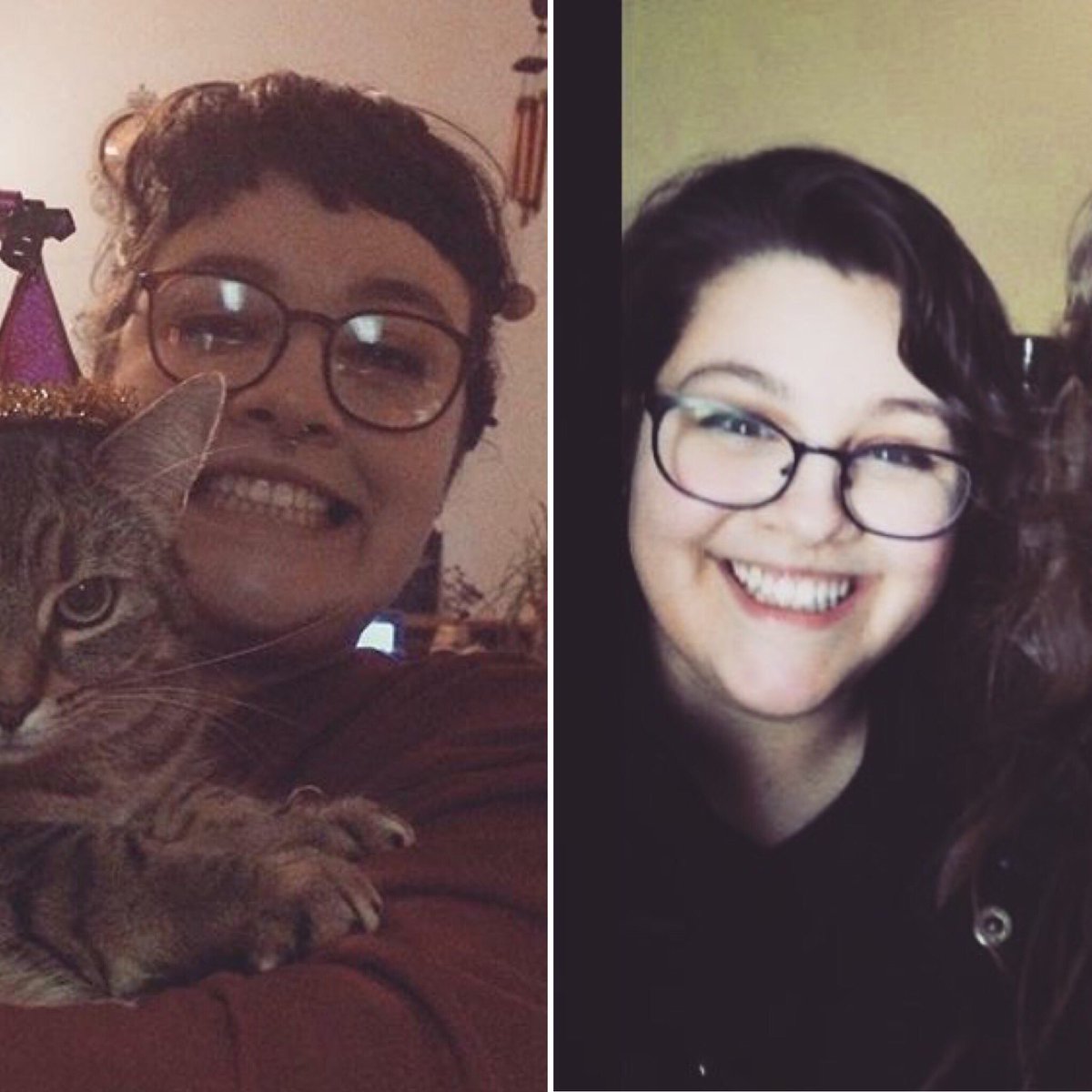 DaynaInglis's tweet photo. #BellLetsTalk about how I’m very depressed in one picture and very hypomanic in the other. Both of these pictures were taken at very happy occasions. Brain chemistry y’all. It’s messed up #bipolarII #stopthestigma https://t.co/SpEn3GHNA9
