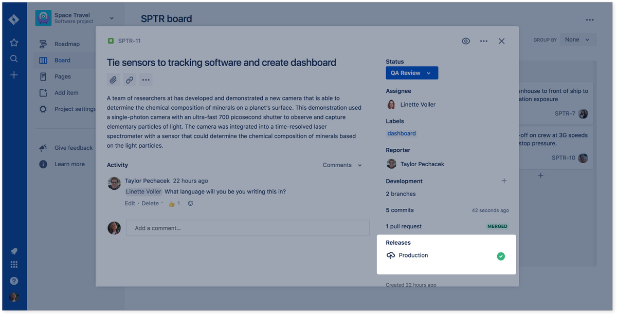 . <a href="/Bitbucket/">Atlassian Bitbucket</a> How do I get the handy "Releases" (pipelines/deployment results) in my Jira? Have connected them and see comits/branches/pr, but not pipelines/deployments.