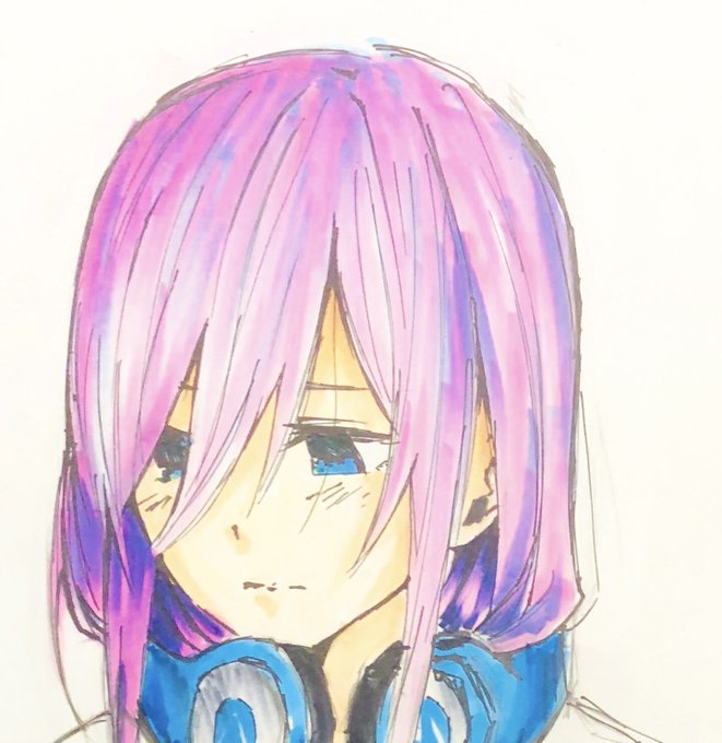 アマネさんがTwitterに投稿した中野三玖(五等分の花嫁)のイラスト。
