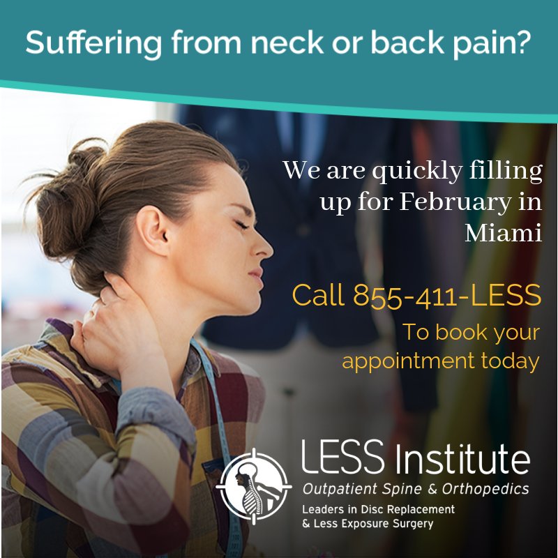 LessInstitute's tweet photo. Don't suffer with #neck or #back #pain. Call our office to schedule an appointment. #miami #hollywood #westpalmbeach #NewJersey #newyork https://t.co/56FDFl7QEs