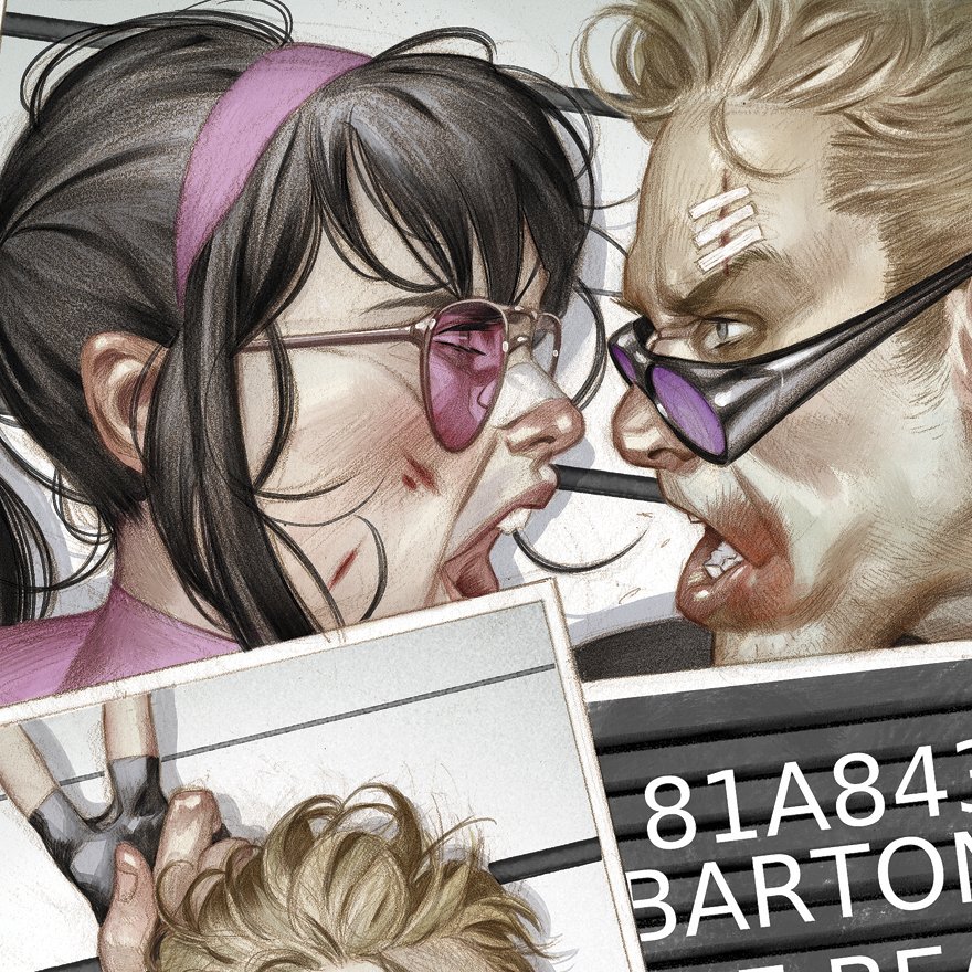 Close-up detail from the cover of "Hawkeye" #11. Marvel Comics 2017. 