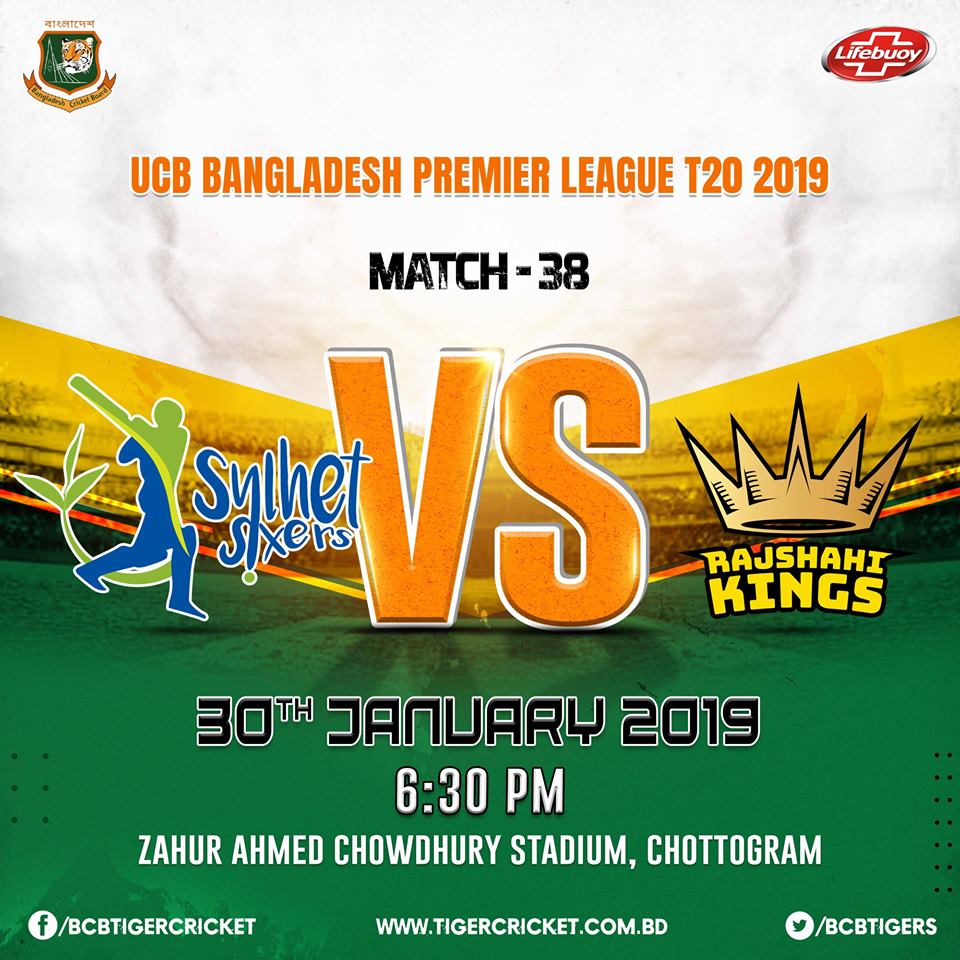 BCBtigers's tweet photo. Rajshahi Kings VS Sylhet Sixers #SSvRK
UCB Bangladesh Premier League T20 2019 - 6th edition,
Zahur Ahmed Chowdhury Stadium, Chattogram
#BPL #BPLseason6 https://t.co/6gkmYA0G2f