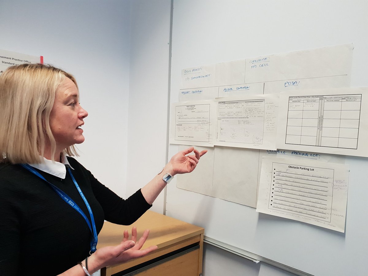 joyfurnival's tweet photo. Excited to see @JayDixy from the #penninelancsway improvement office set up and start her first practice #nhskata storyboard after last week's development session, well done #nhskata #lean @mabrown10001 https://t.co/NNkD9mqM1t