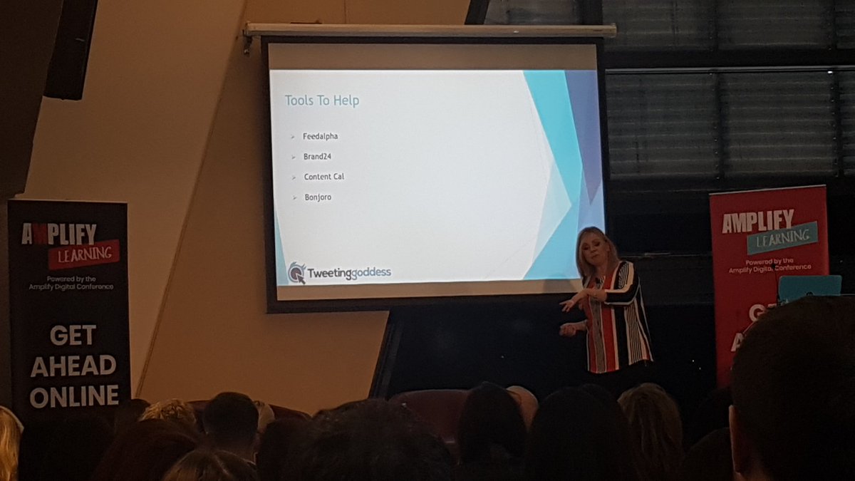 RachHeals's tweet photo. After years following @Tweetinggoddess on Twitter and LinkedIn, it's great to finally hear from this inspirational marketing guru in person...who can genuinely own that tagline! Useful tools to optimise content, thanks for the tips 👌🏻 @AmplifyDigiConf #amplifydigi #twittergoddess https://t.co/9ozOVjbHZf