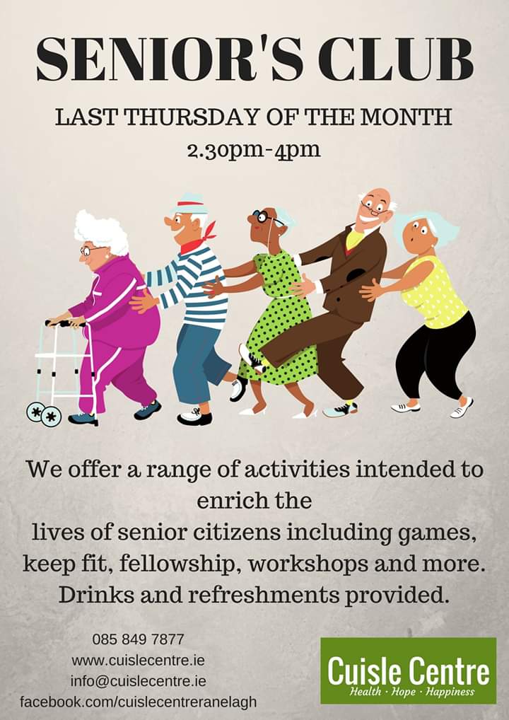 CuisleCentre's tweet photo. Senior's Club is this Thursday, 31st January, 2.30-4pm. 47a Ranelagh Road. If you are retired or you know someone who would love to come along and meet others let them know about our Senior's Club.  @Ranelagh @RanelaghArts @RanelaghLife @WeLoveRanelagh https://t.co/tsnQGoiV6y