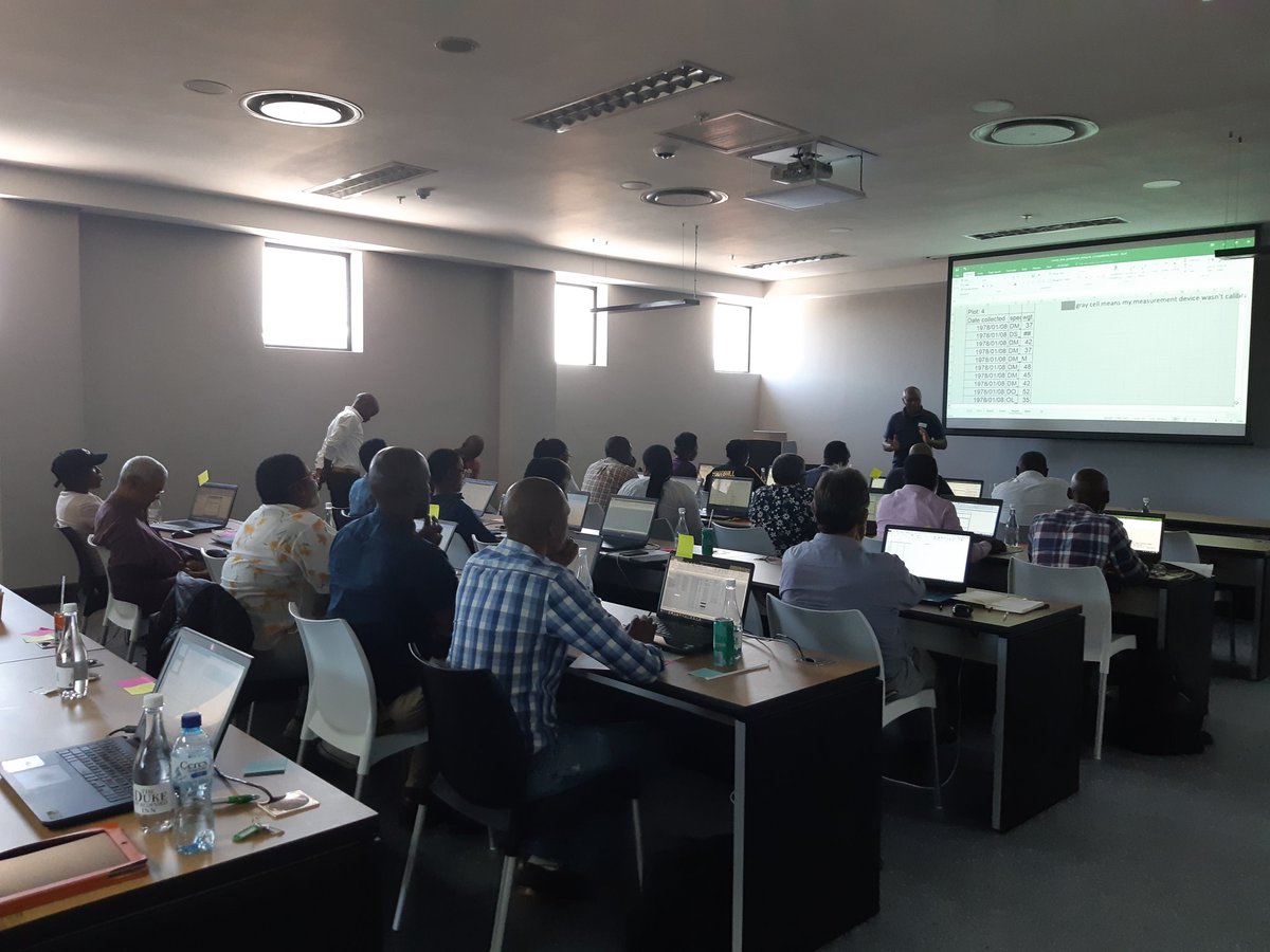 BinxiePeterson's tweet photo. @KudaMadzima discussing dates as data in spreadsheets @datacarpentry @WalterSisuluUni funded by #RCCPII https://t.co/RBekQIyYnG
