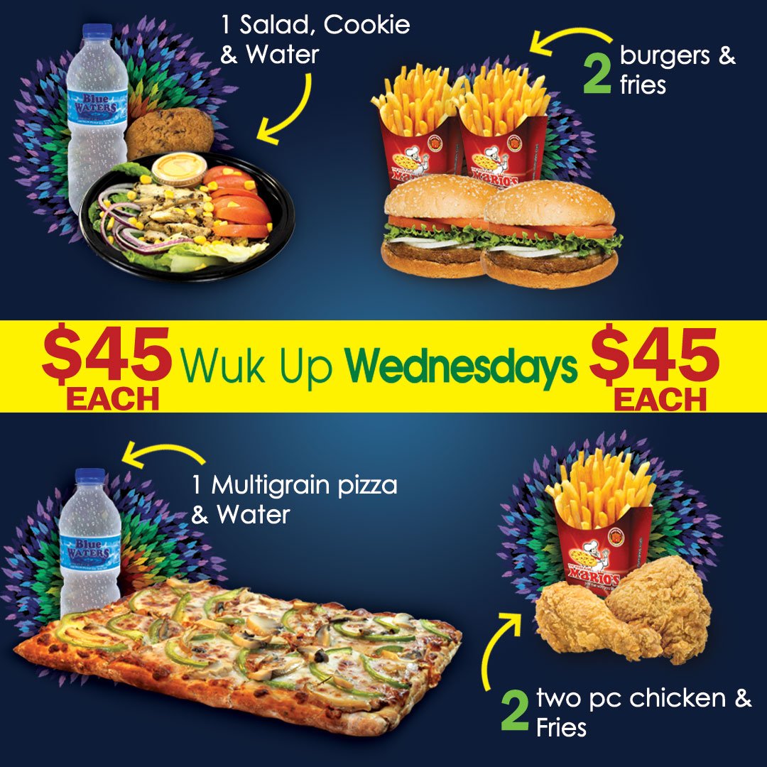 mymarios's tweet photo. One Day of the week. 4 Great Deals. $45 each!
It's Wuk Up Wednesdays!
#868#mymarioscarnival #triniting #carnival2k19 #wukupwednesdays https://t.co/0Utao37pD4