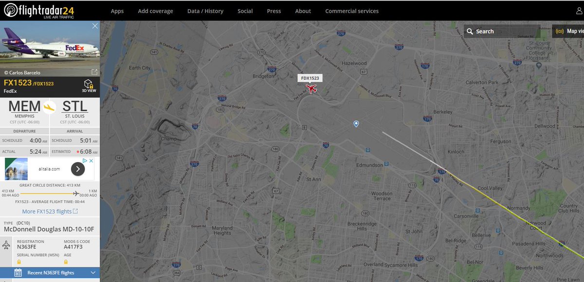 stevejkfor's tweet image. Watching #flightradar24. Plane landing at @flystl with a @fedex package i shipped out yesterday. #tryingtostayawake #dontjudge #nerdalert #deadlinetomeet