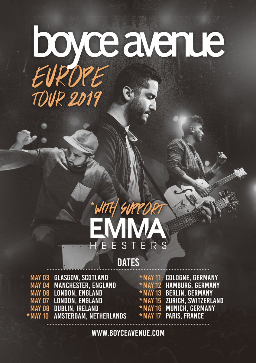 thehellogroup's tweet photo. We're very happy to announce that @emmaheesters will be joining @BoyceAvenue on the European dates of their upcoming tour! 🎫🎤🙌🏼
Tickets go on sale this Friday at 10am GMT - https://t.co/vtAopxkI0k https://t.co/VA4mg2iUbq