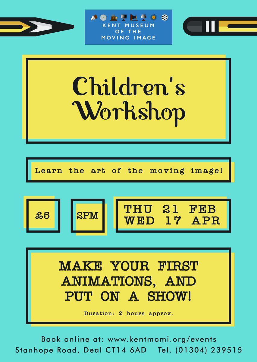 Our #ChildrensWorkshop programme is expanding through 2019. Book now for #February half-term and #Easter - £5 covers all #workshop materials, squash &amp; biscuits, &amp; a free adult visit to the Museum's exhibitions. The Easter workshop will include new dressing-up costumes! #Animation