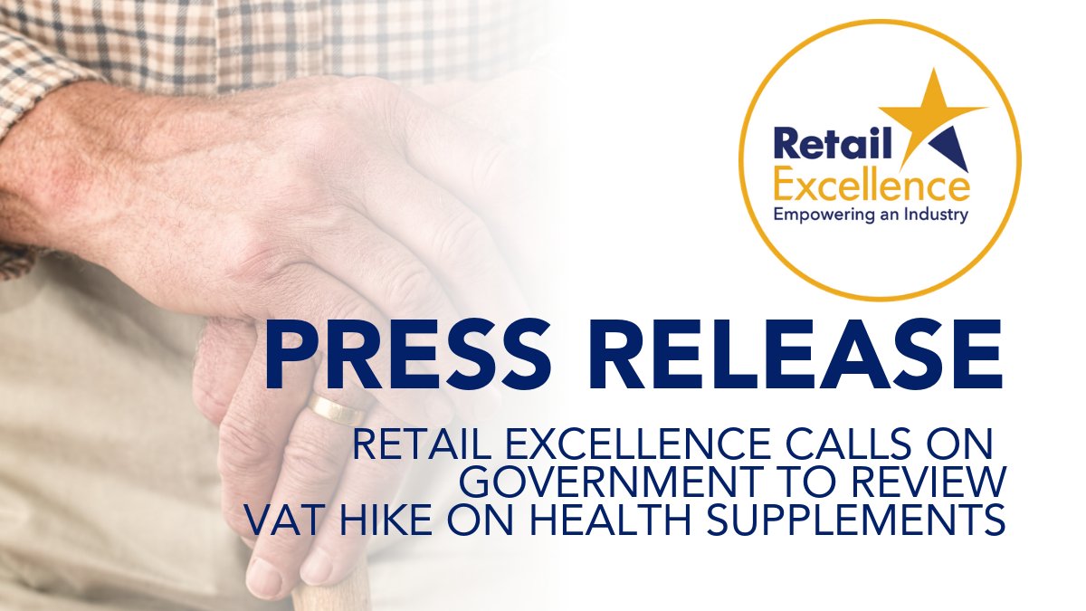 RetailExIreland's tweet photo. PRESS RELEASE: Retail Excellence calls on Government to review VAT hike on Health Supplements.

Read more here: https://t.co/dnnKGxlJ1a
#ThisIsRetail https://t.co/JxP0LOwto1
