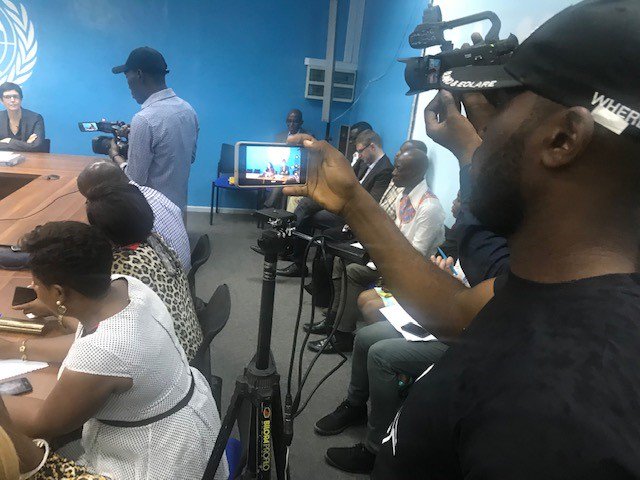 MONUSCO's tweet photo. #OneUNConfPress: Il ya encore en Rdc des groupes armés Fdlr non rapatriés. On travaille à assainir les relations entre les pays pour que les groupes armés ne puissent nuire aux pays https://t.co/HpmesWJaw5