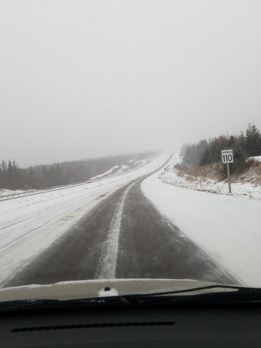 Streets of Sackville and the highway from Moncton to Sackville are partially with snow, slow down and drive with care. #SlowDown #DriveToArrive <a href="/TrafficNB/">TrafficNB</a>