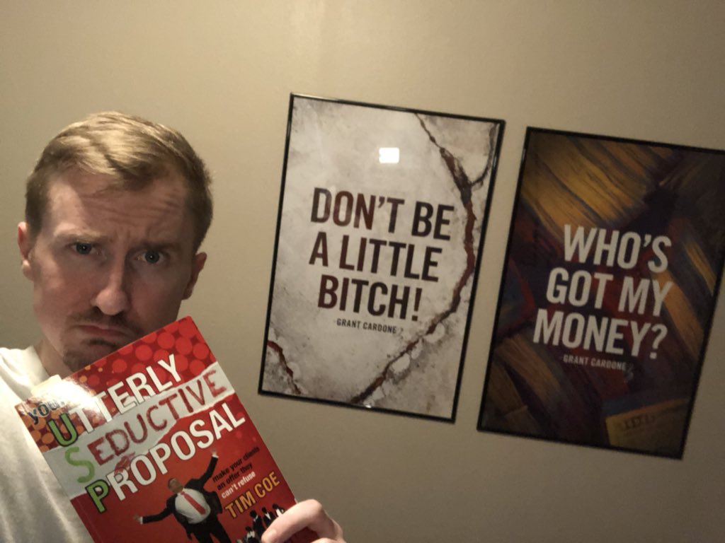 AttitudeCharter's tweet photo. Don't be a little bitch - buy & read my book. Thanks for help with the wording here @10xMIllennial #YourUtterlySeductiveProposal #USP #TimCoe https://t.co/BvGb3NzBF1