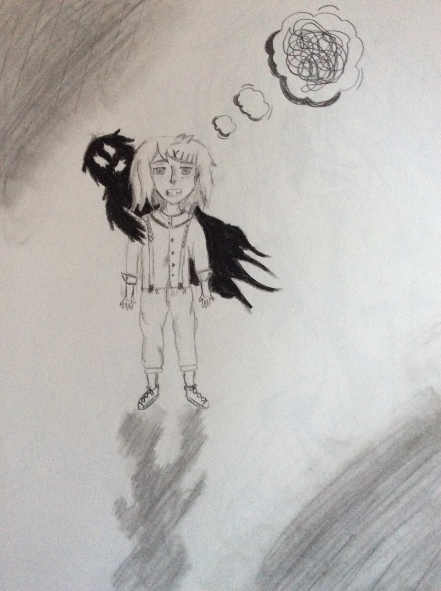 jojost333's tweet photo. Un dessin de ma fille plus jeune pour un projet scolaire sur l’anxiété et elle-même souffrant d’anxiété. #BellCause #anxiété #maladiementale #peur #souffrance https://t.co/oMzUHMlboO