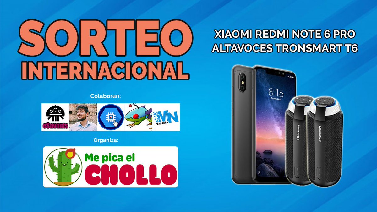 💥 NUEVO #SORTEO INTERNACIONAL 💥 ¡Nueva oportunidad de ganar premios GRATIS! ☺
🏆 3 PREMIOS #Xiaomi Redmi Note 6 Pro y 2 altavoces #Tronsmart T6
🔥🔥 COMPARTE y PARTICIPA AQUÍ ➡ ➡ goo.gl/GvXvMa 
🚀🚀 MUCHA SUERTE A TODOS 🚀🚀
