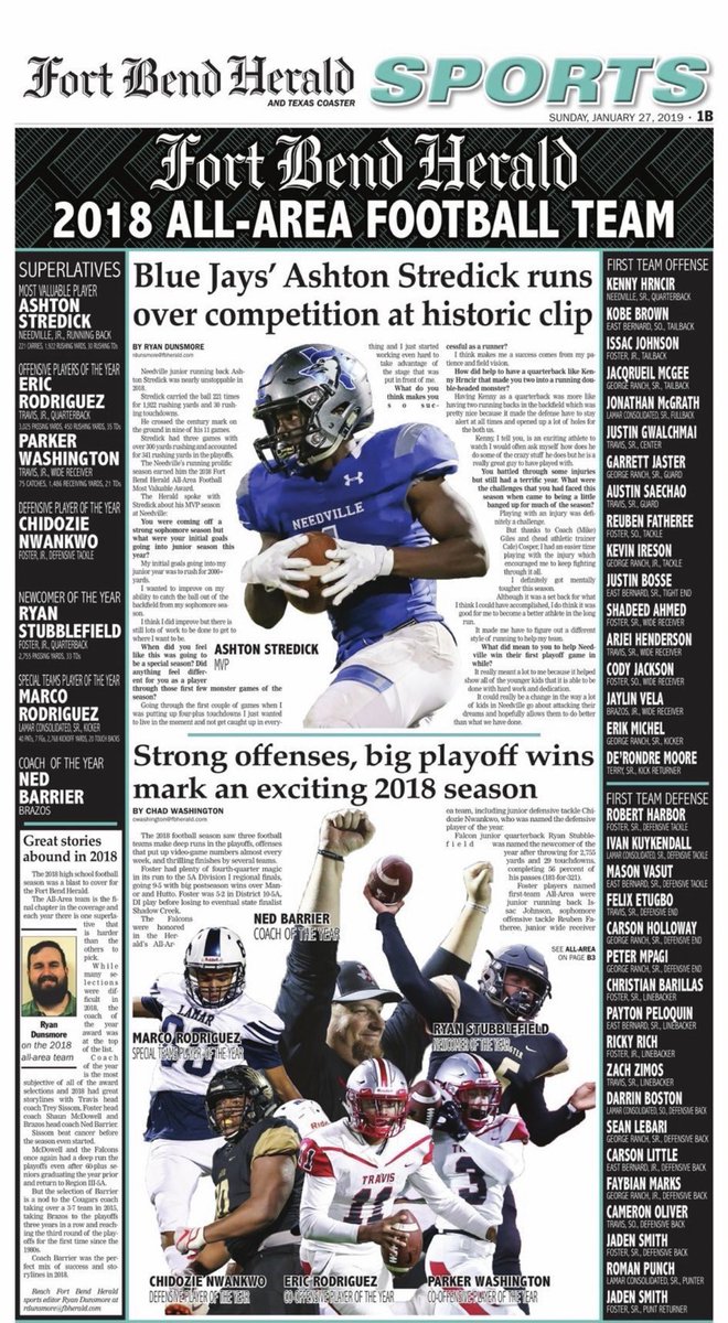 Trike05's tweet photo. 2018 All Area Football Team accolades for @Cam_oliver05 (c/o 2021 DB/S) and  some of his teammates from Travis HS in Richmond, TX (Houston).  #TrueAthletes #OliverStrong #SpringBallComing https://t.co/QFAgekBbim