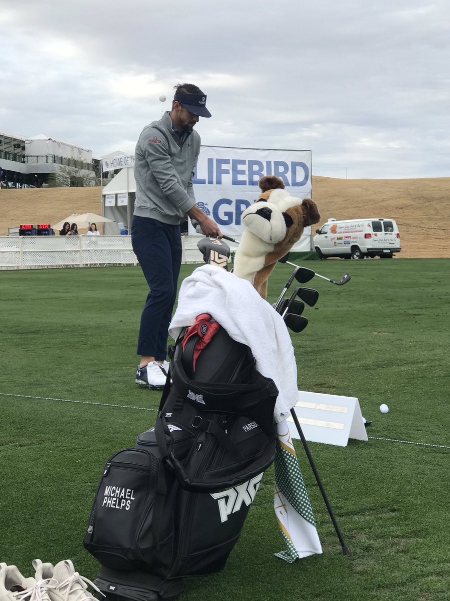bradgassfox10's tweet photo. The @WasteManagement #TPC #annexus Pro-Am kicks off today with celebrities like @MichaelPhelps @ArchieBradley7 and many others playing the Stadium Course. https://t.co/35HaXacwNk