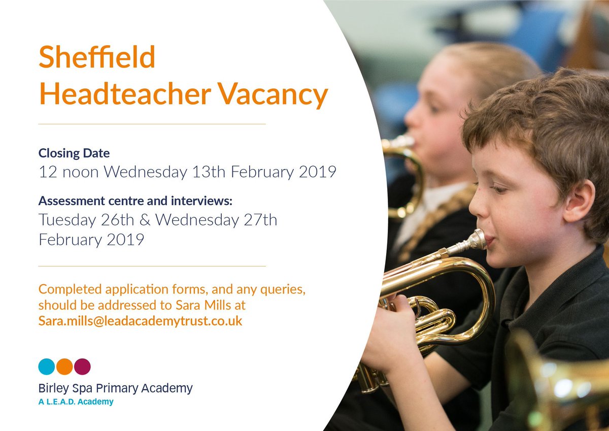 LEADAcadTrust's tweet photo. Are you a dynamic and inspirational individual with senior leadership experience? We are recruiting in the Sheffield area for a headteacher at @birleyspalead. @LEAD_Urban_TSA https://t.co/5ndlZyCxLA