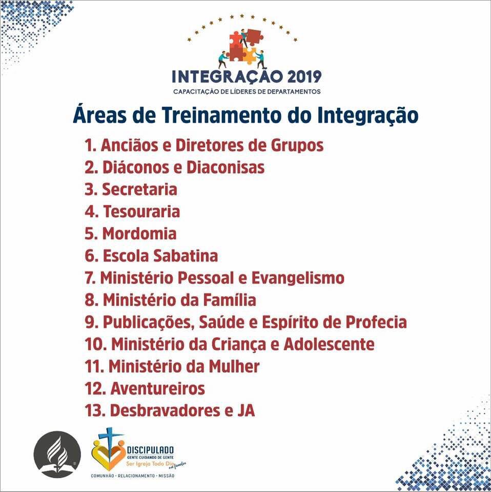 Integração 2019
Nesse final de semana é a vez de Imperatriz e Açailândia!
Estamos capacitando nossos líderes porque Deus merece o melhor dos Seus servos fiéis.