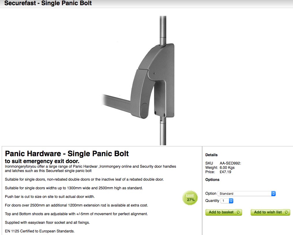 Ironmongeryforu's tweet image. Product Spotlight- #Securefast - Single Panic Bolt- ironmongeryforyou.co.uk/securefast-sin…