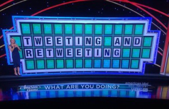 Alleycat17's tweet image. This Wheel of Fortune puzzle tells us what we should do all day with the #BellLetsTalk hashtag for support of mental health!