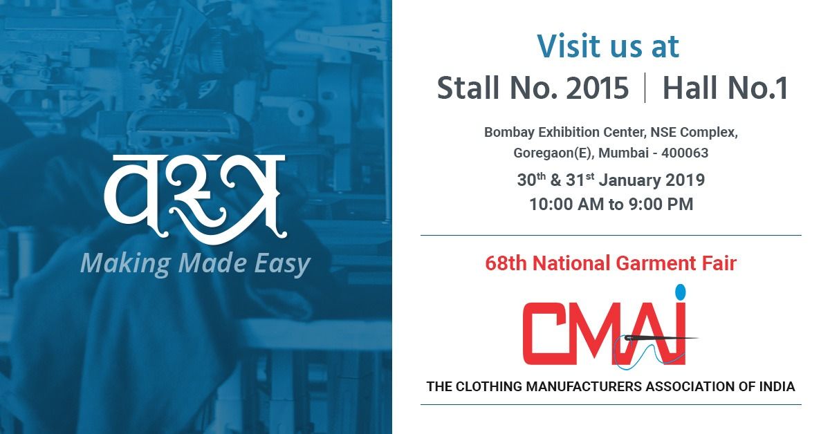 vastraapp's tweet image. Visit us at Stall no 2015 | Hall1
#BombayExhibitionCenter #NationalGarmentYear 
#CMAI