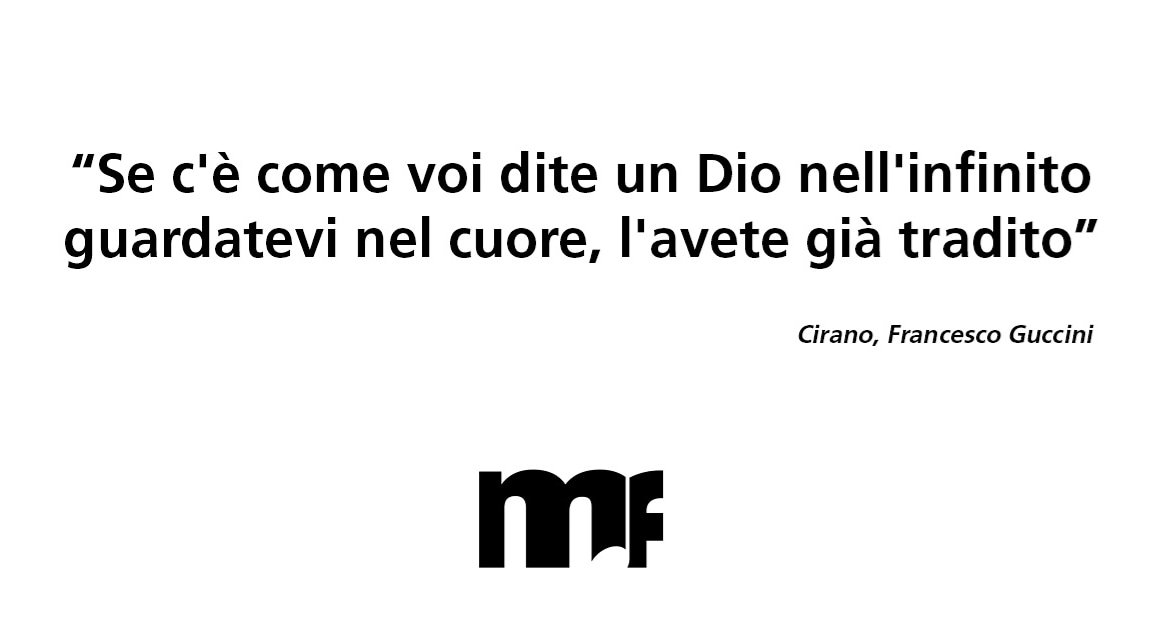 MusicoFallito's tweet photo. "Se c'é come voi dite un Dio nell'infinito, guardatevi nel cuore l'avete già tradito"
#cirano #guccini #musicofallito #mf https://t.co/8BlstJ3OE7