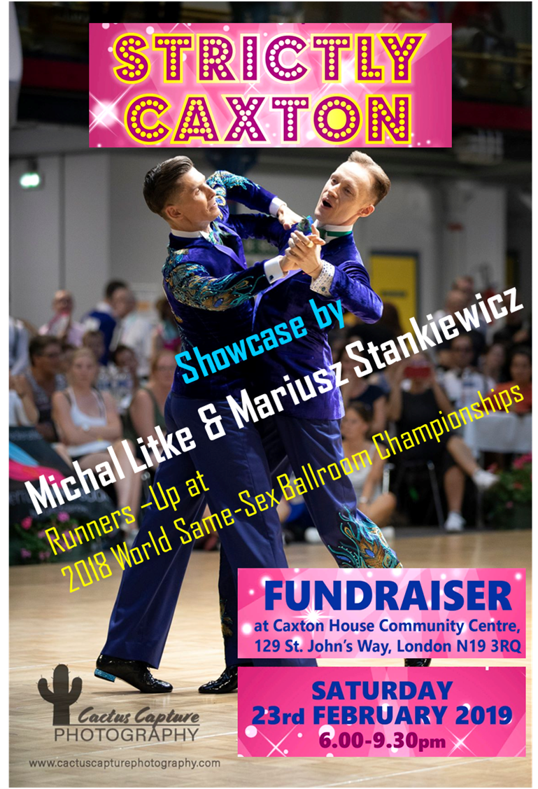 mr_ballroom's tweet photo. STRICTLY CAXTON FUNDRAISER - 23/02/2019 from 6:00pm.
Join us @CaxtonHouse for few hours of #ballroom #latin #sequencedancing #linedancing to raise money for young people. Showcase by Same-Sex Ballroom Champions
@IslingtonLife @archwaylondon @ArchwayZEN #socialdacing https://t.co/0fqpXrZHKY