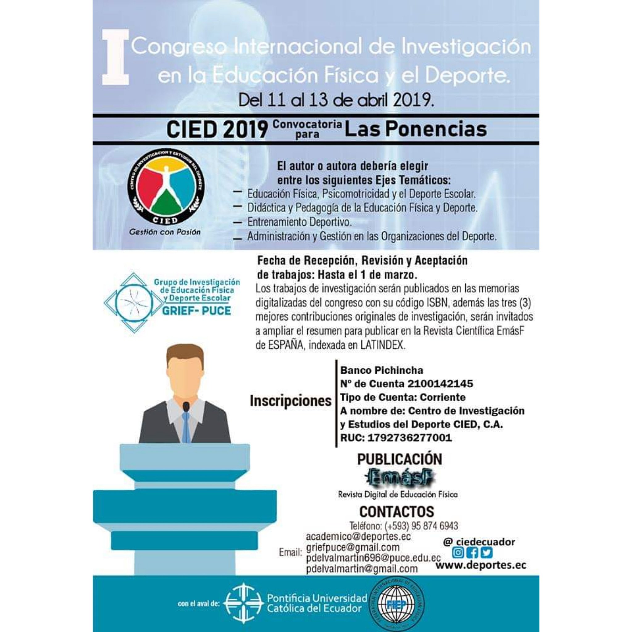 Puce على تويتر I Congreso Internacional De Investigación En La Educación Física Y El Deporte Del 11 Al 13 De Abril De 2019 Puce Más Información En Https T Co Ca1iy83njg