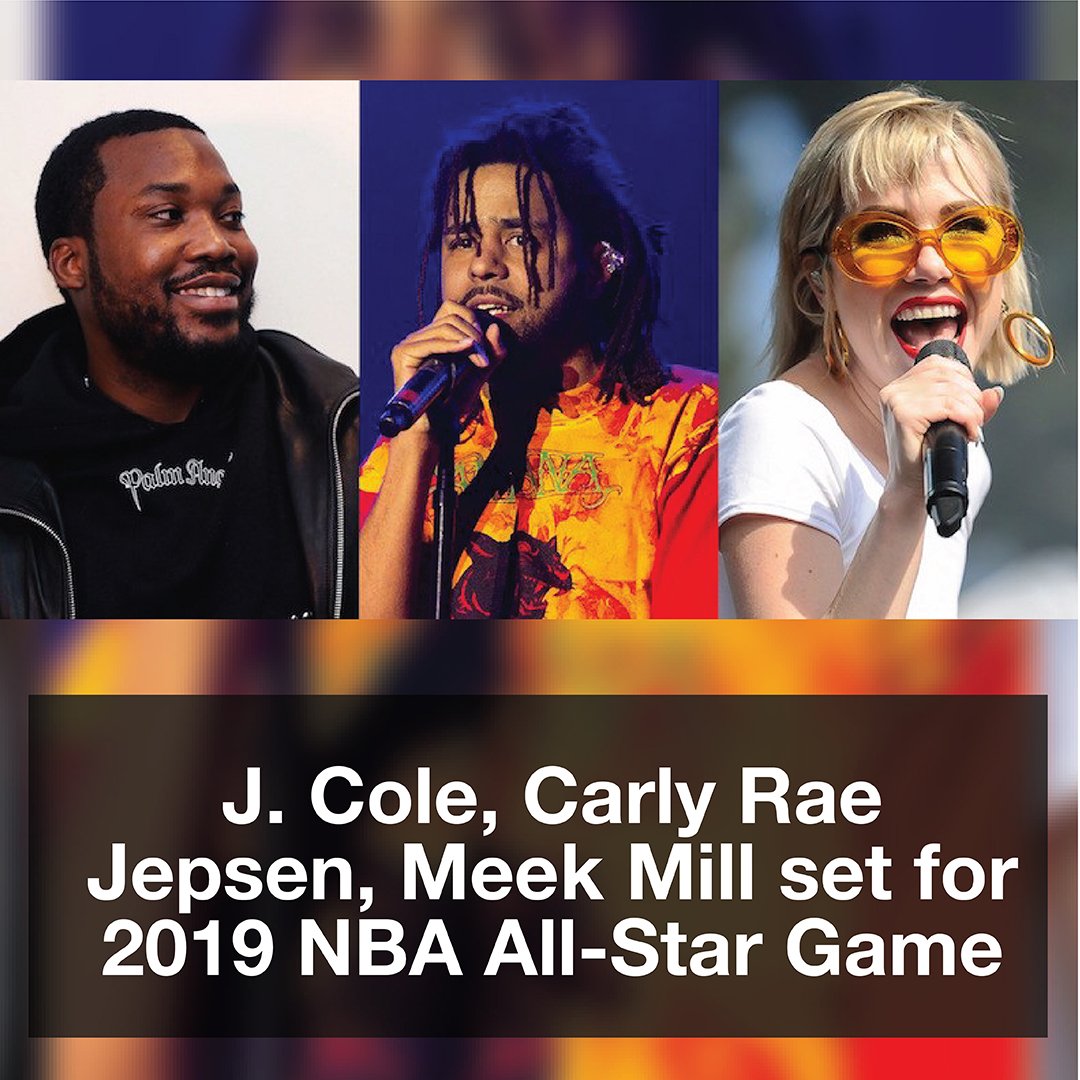 HeyMusicTweets's tweet photo. #HeyMusicUpdate (5/5):
🔻
@JColeNC @CarlyRaeJepsen & @MeekMill are set to perform at the 2019 @NBAAllStar Game. The game is happening February 17 in Charlotte, North Carolina.
__________
#JCole #CarlyRaeJepsen #MeekMill #NBAAllStar #NBA #MiddleChild https://t.co/6JH6jqfJN7