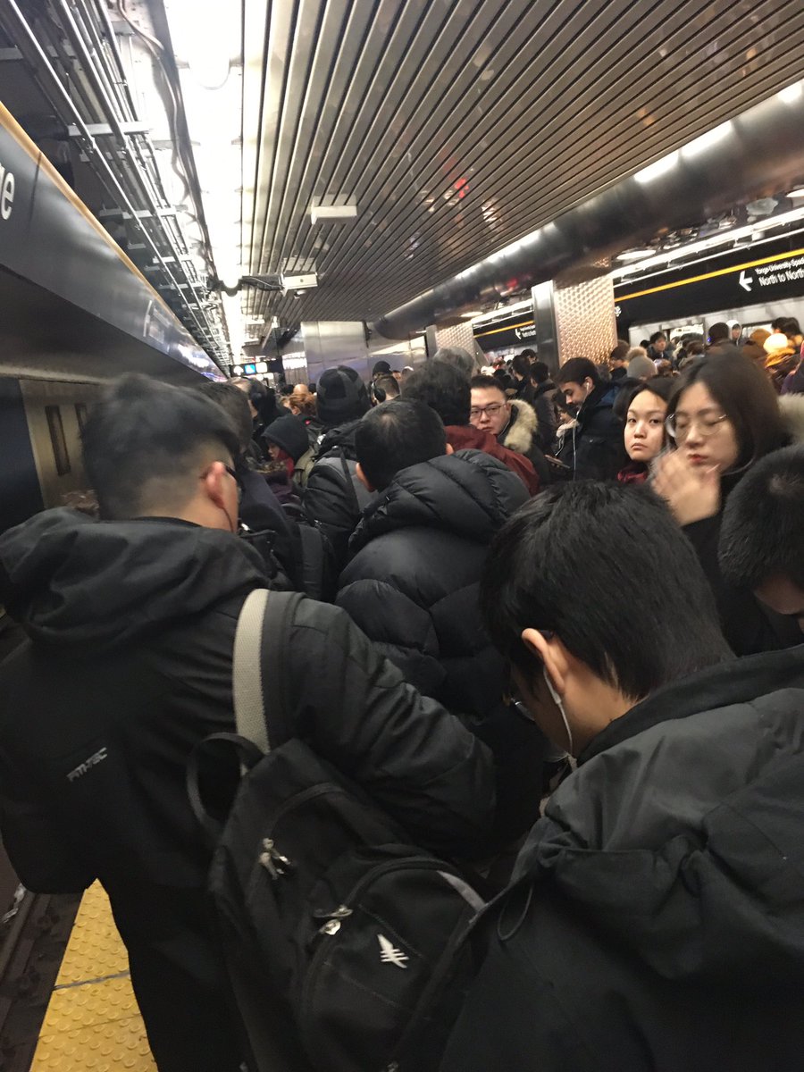 katmilicevic's tweet photo. Sheppard subway station this morning. @TTChelps was stopping passengers at the top of the stairs due to overcrowding on the platform. https://t.co/MQ50e3gMhC