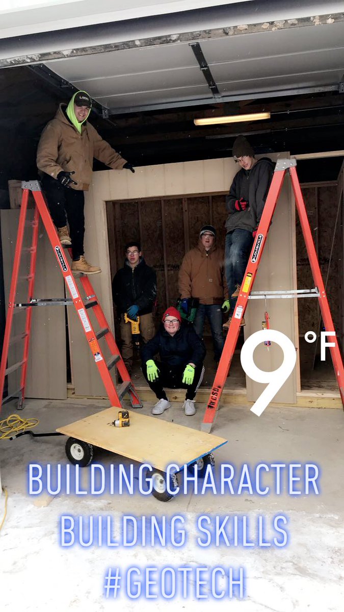 tuchrello's tweet photo. Polar Vortex won’t stop GeoTech!!!
#BuildingSkills #BuildingCharacter #BuildingSheds We got this!!! @superwebstercsd @SchroederHS #PolarVortex2019 @mikeroweworks https://t.co/Ex7IIfeO6G