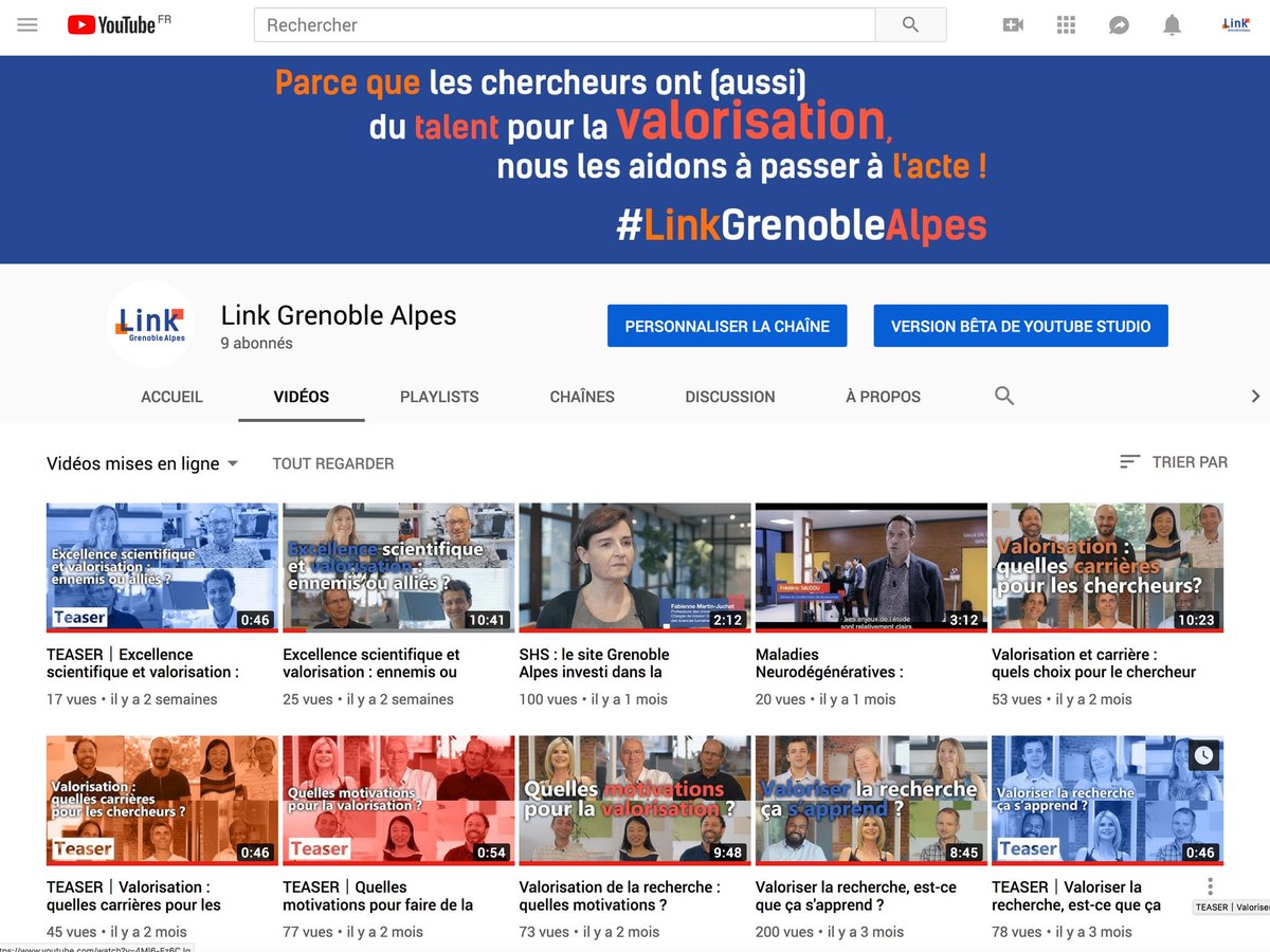 Et vous, connaissez-vous la chaîne YouTube qui traite de la #valorisation, de #RecherchePublique, d'#entrepreneurs et de #startup (... et tant d'autres sujets) de <a href="/LinkGrenobleAlp/">Link Grenoble Alpes</a> ? Découvrez-là vite ! 👉 youtube.com/channel/UCN3VD…