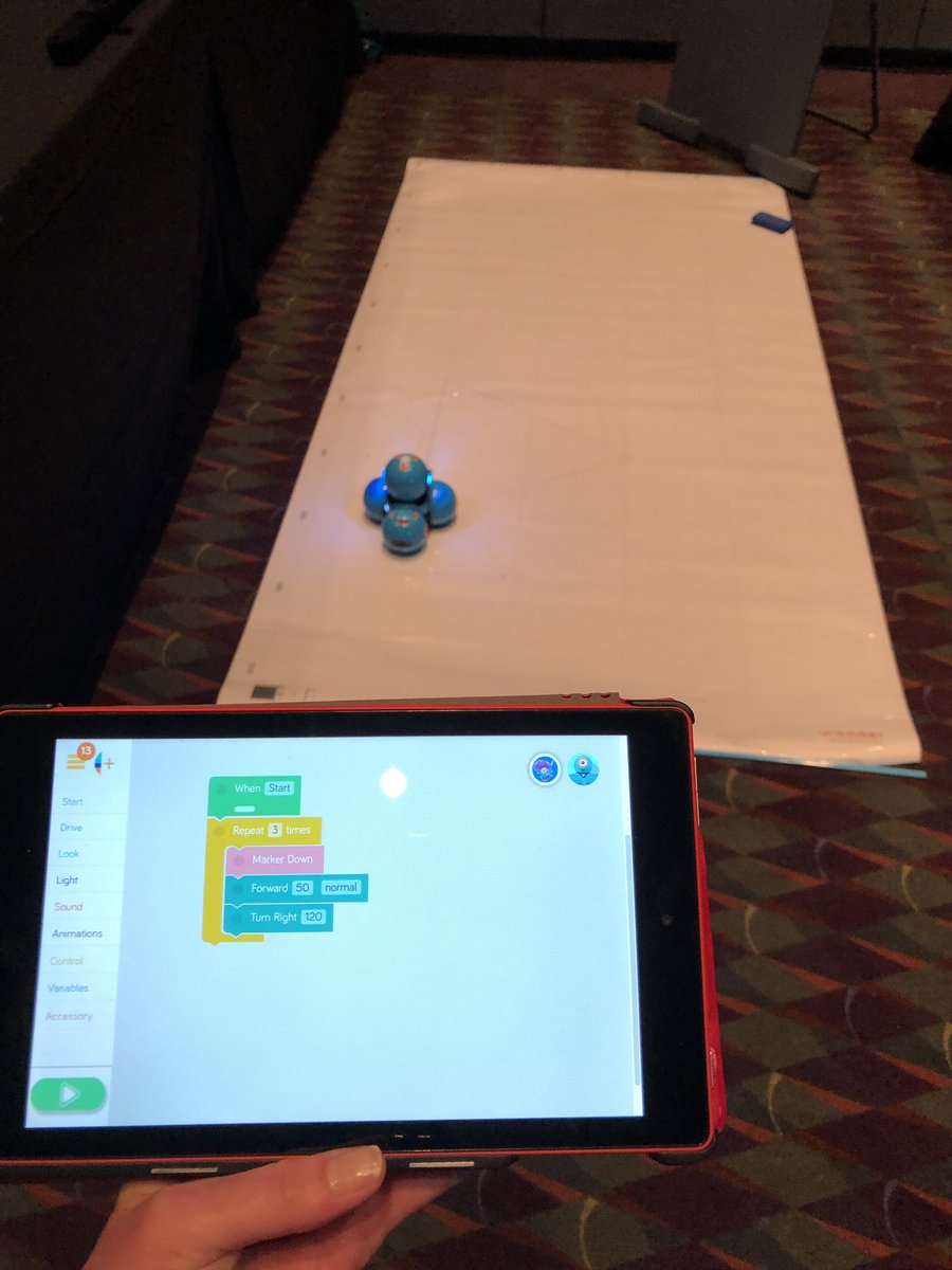 HughesKF's tweet photo. I did geometry with a robot today! #codedagogy #fetc thanks @EdTechNerd https://t.co/U5tE16k40W