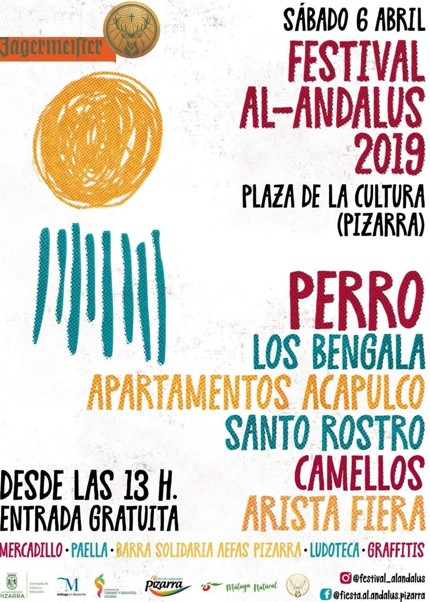 No os perdáis este festival 😍💥 grandes artistas actuarán el 6 de abril en Pizarra (Málaga). La entrada es gratuita y habrá mucho que hacer y disfrutar 🔝🔝🥳🥳