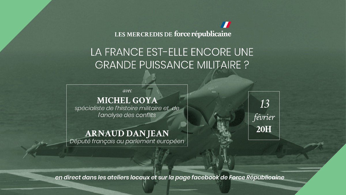 forcerep94's tweet image. Vous souhaitez partager, échanger ? 
N'hésitez plus, le prochain Atelier aura lieu le 13 février et aura pour thème : 
"La France est elle encore une puissance militaire ? 
Retrouvez toutes les informations des ateliers  @ForceRep_fr  ici: ⬇️ 
force-republicaine.fr/ateliers/