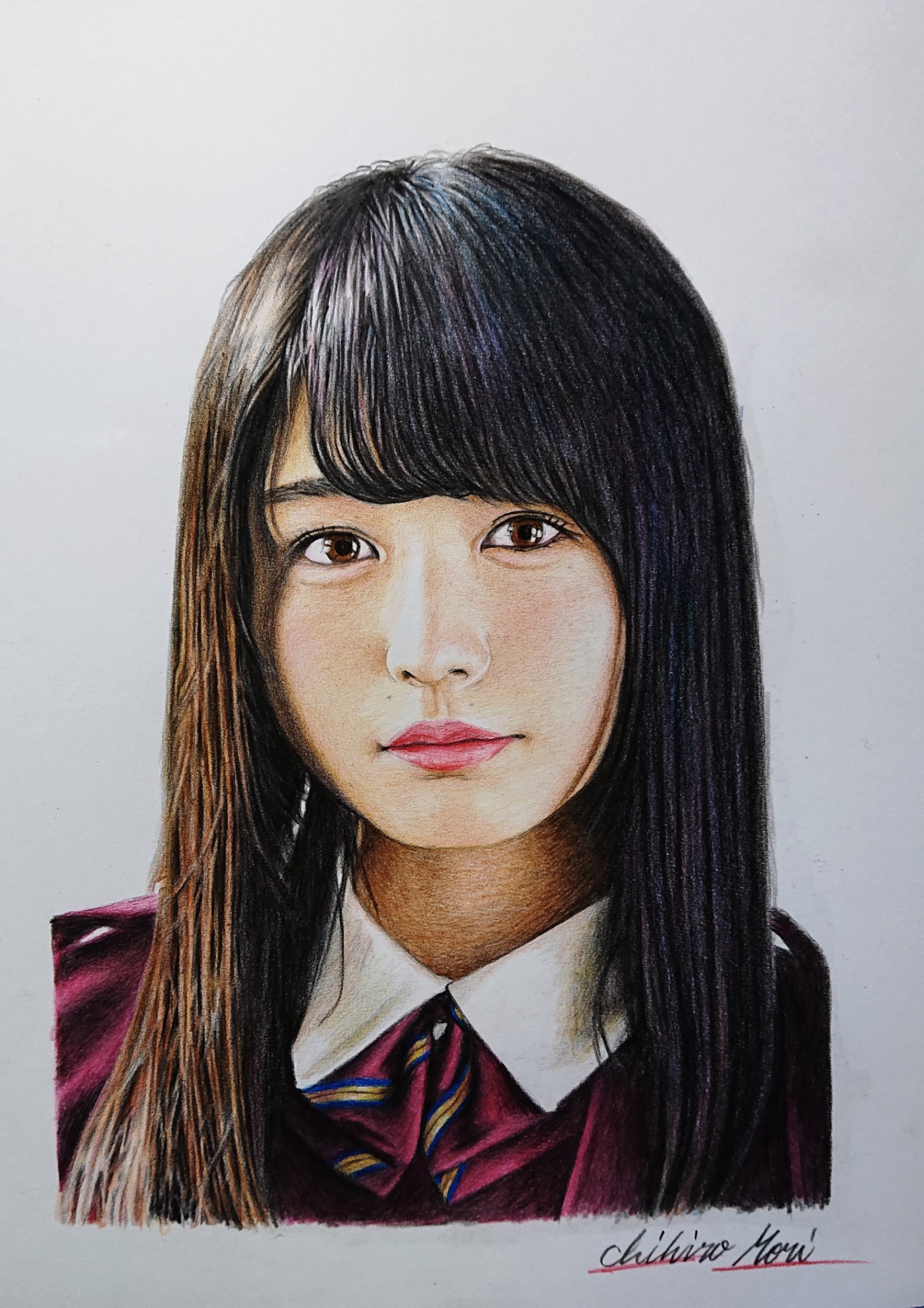 色鉛筆画家 森千広 やっと絵が出来たぁ O 欅坂46の 長濱ねるさん 色鉛筆画です ケント紙 自分なりには いい感じに仕上がったかな F 似顔絵 似顔絵オーダー 色鉛筆 T Co Yi1iyepbsm Twitter