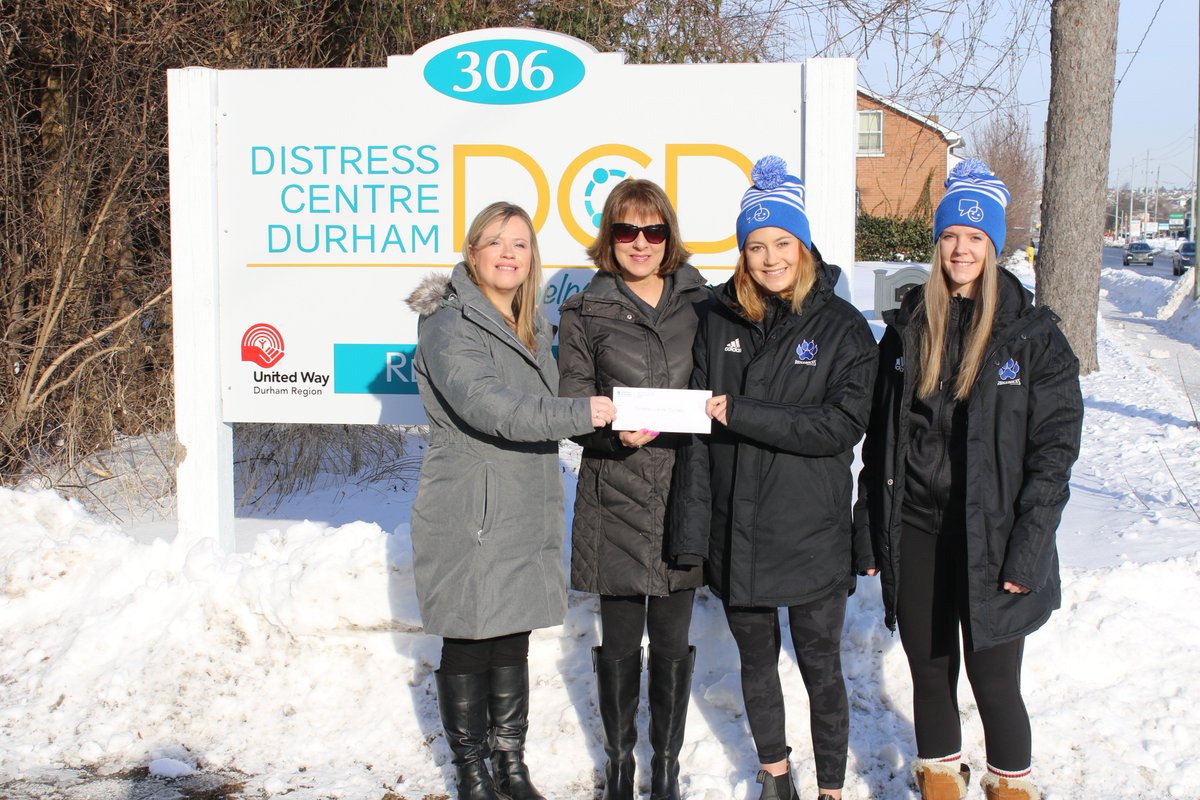 OT_Ridgebacks's tweet photo. With today being #BellLetsTalk Day it was the perfect time to visit @DurhamDistress to drop off some funds collected during our @Bell_LetsTalk games this month. 

This centre is a great resource for our community. 

You can learn more about them here: https://t.co/m2PhCB4S5j https://t.co/6NuCNFevDP