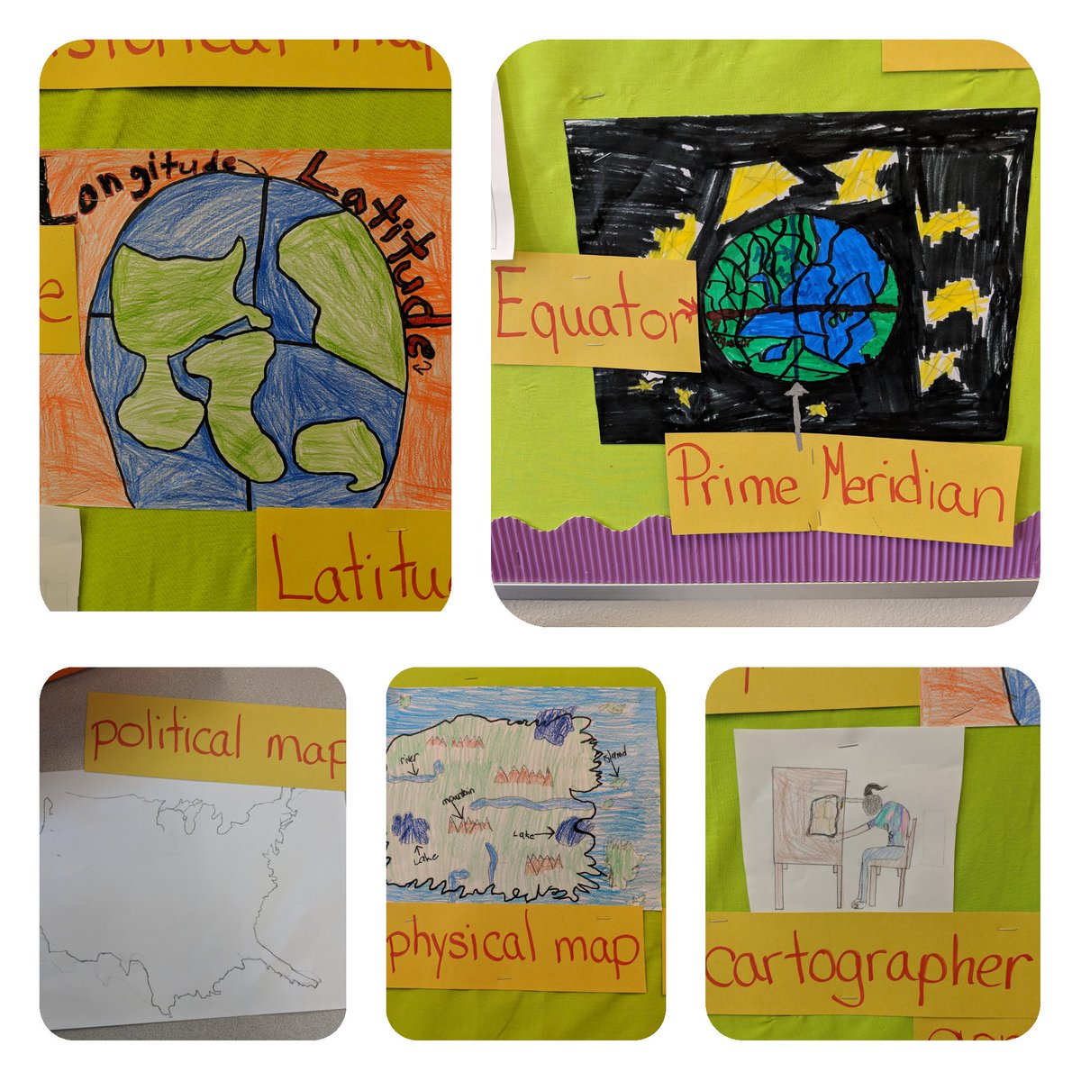 DEESStearns's tweet photo. Student created word wall for map vocabulary. Love the cartographer! 😍
#vocabulary #socialstudies #visualaides https://t.co/NqUrINS4dL