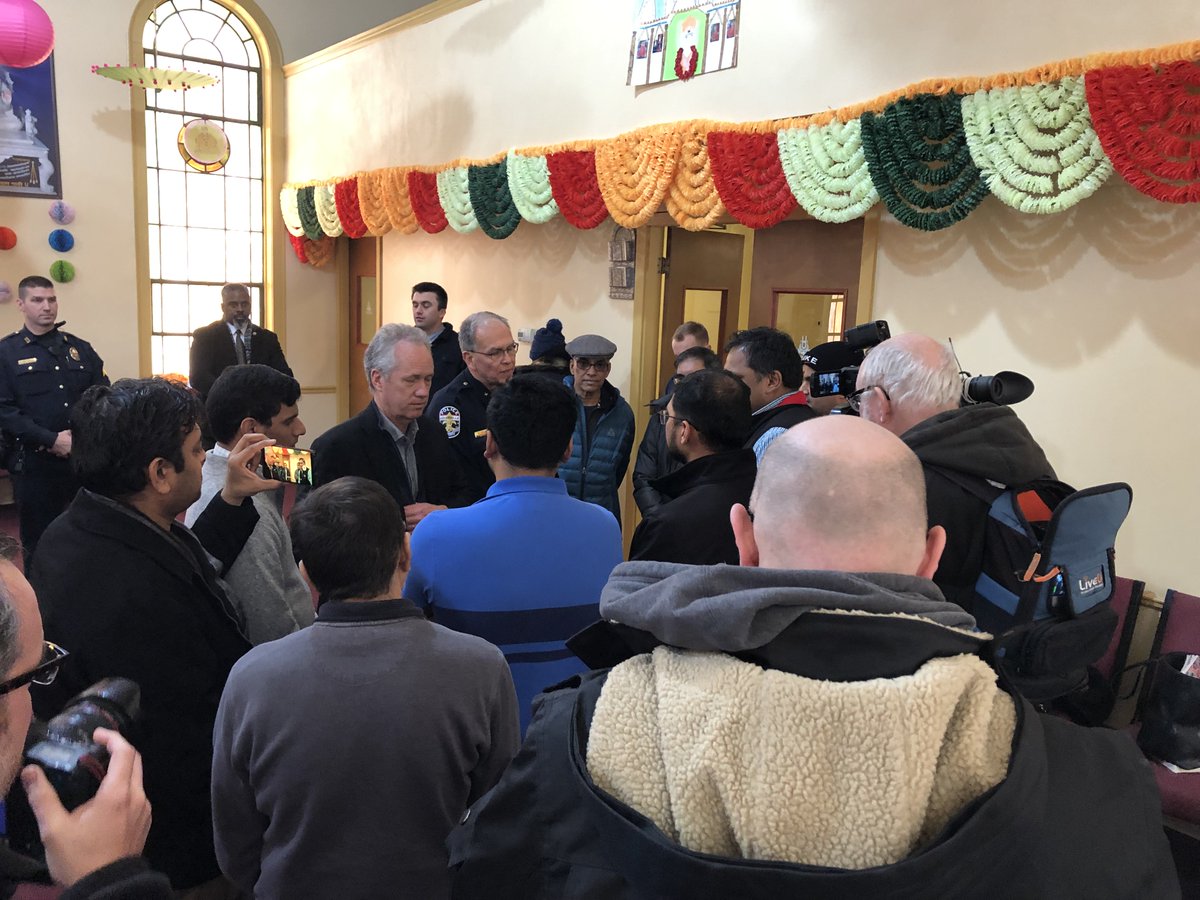 GregFischerLou's tweet photo. I’m inviting the public to join my team here at the Swaminarayan Temple (4032 Bardstown Road) from 10 a.m. to 1 p.m. on Saturday morning  — to help clean up and paint away the hate. https://t.co/9fyE23SmOz