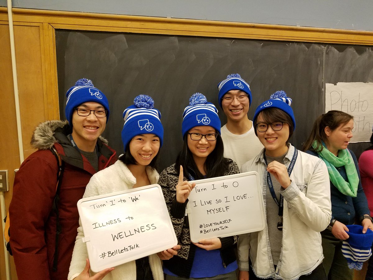 RT plz!
Turn 'I' to 'We' and make Illness into Wellness! 
Or quoting lyrics from a fav song, 🎵"Turn I to an O...I LIVE so I LOVE" myself 🎵#LoveYourself 💜

@ibbme_uoft and <a href="/ChemEng_UofT/">Chemical Engineering & Applied Chemistry @ U of T</a> students supporting #BellLetsTalk to raise awareness on #MentalHealthMatters.
