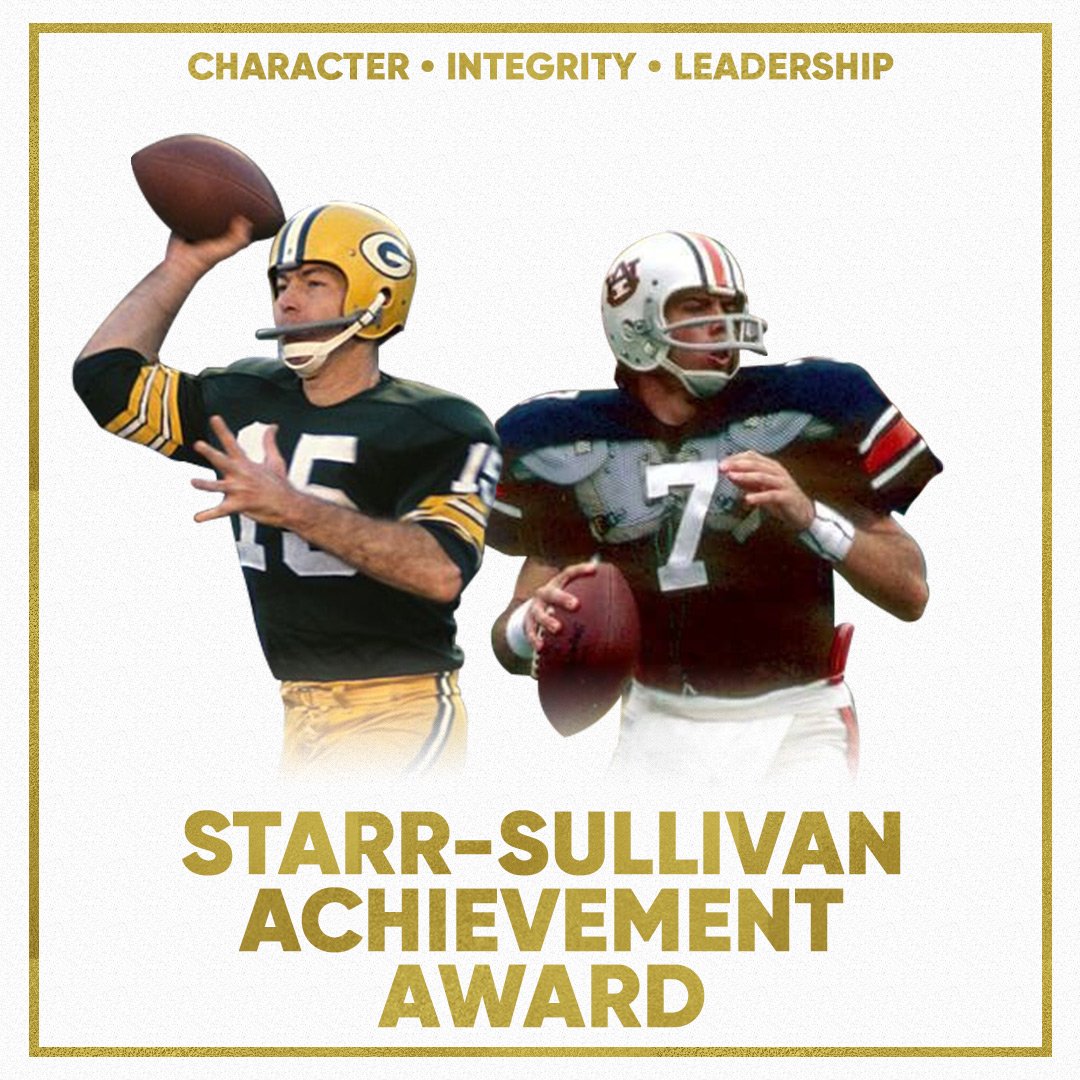 ASHOF's tweet image. Named in honor of ASHOF Inductees, Bart Starr and Pat Sullivan, the ASHOF is proud to announce the establishment of the Starr-Sullivan Achievement Award 

#StarrSullivan @UA_Athletics @AuburnTigers @packers